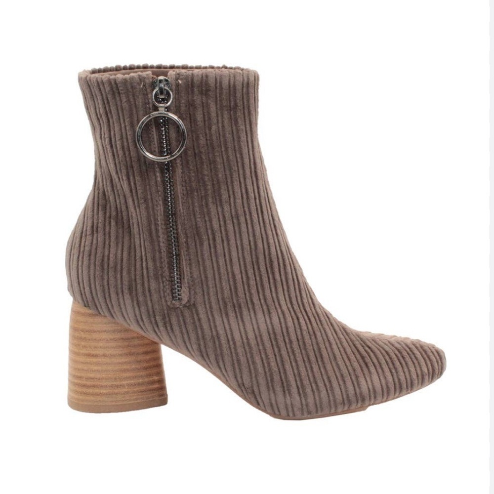 Sbicca | “The Menlee” Corduroy Heeled Bootie, Mocha Brown
